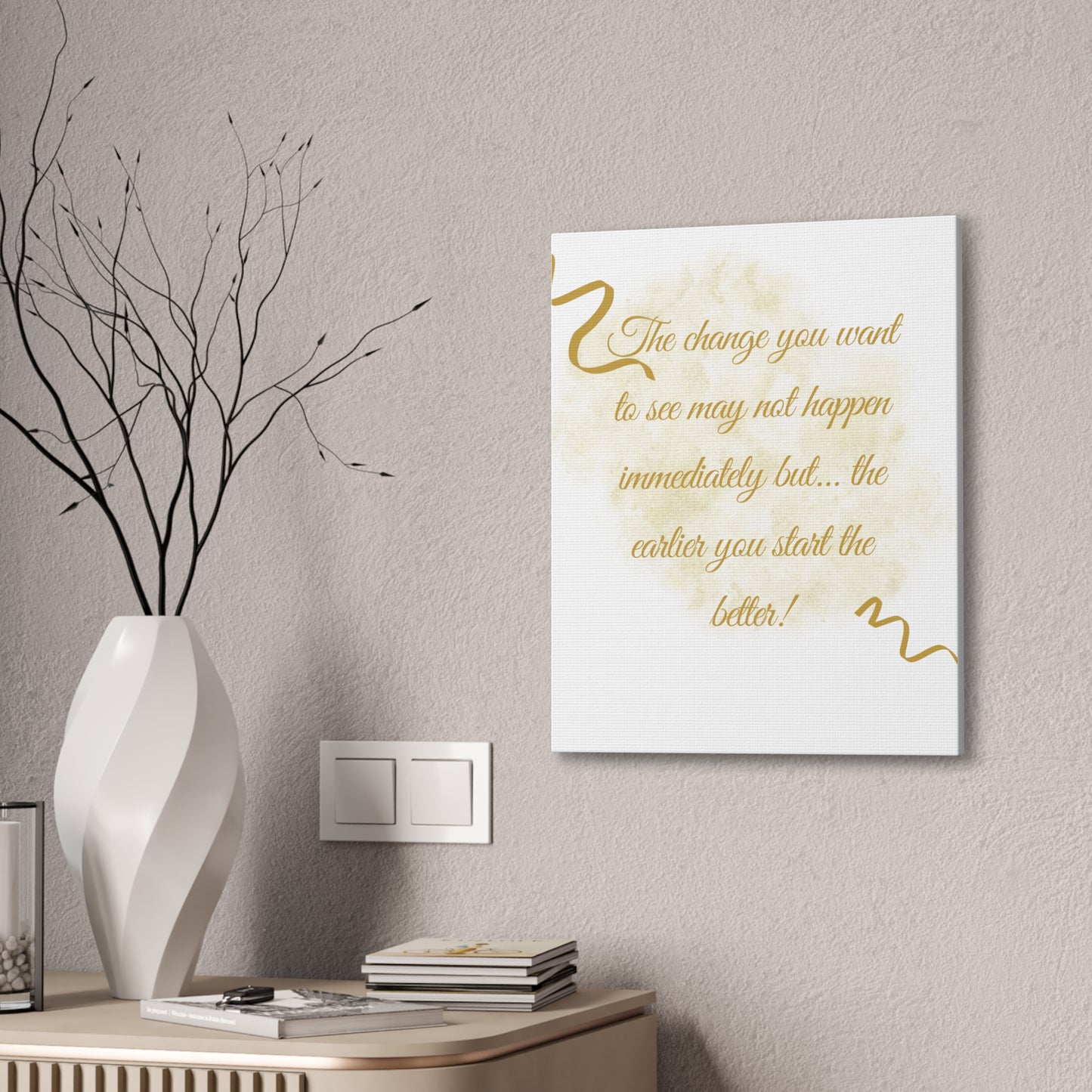 Inspirational Canvas Art - "Start the Change" Quote Wall Decor