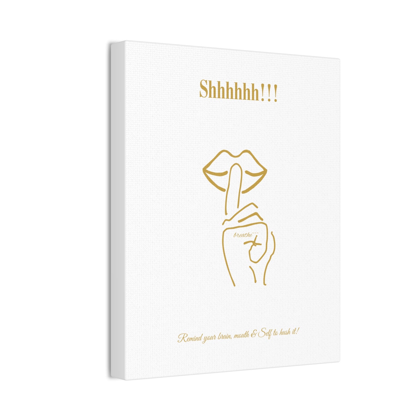 Elegant "Shhhhhh!!!" Canvas Art - Gold Lip & Hand Design