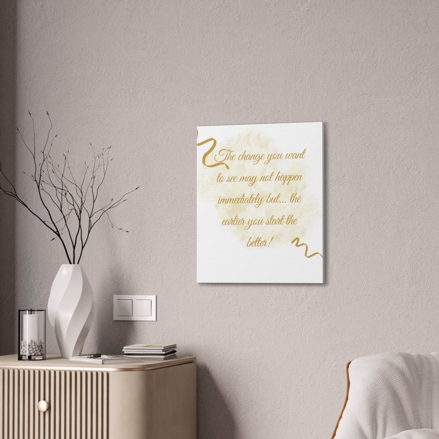 Inspirational Canvas Art - "Start the Change" Quote Wall Decor