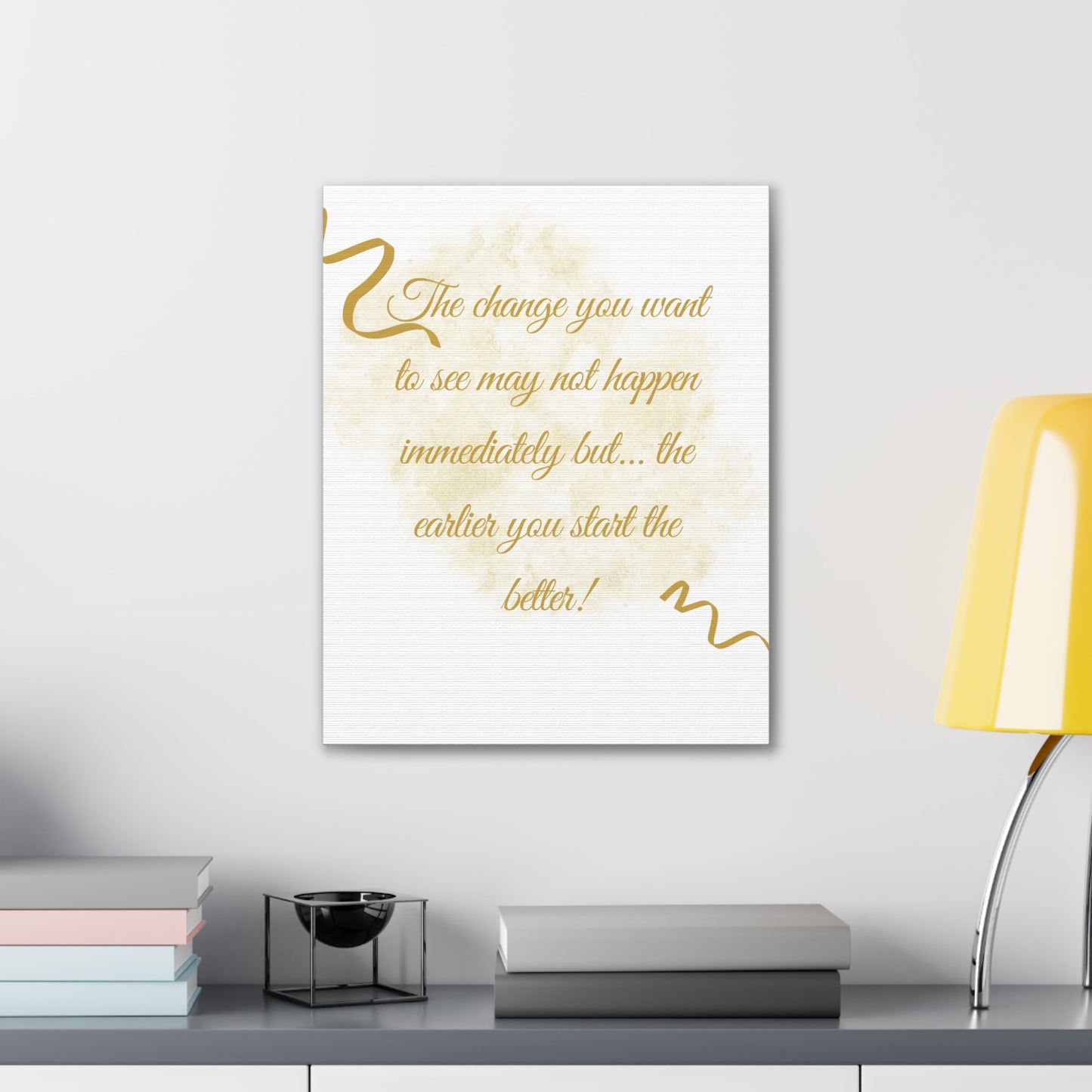 Inspirational Canvas Art - "Start the Change" Quote Wall Decor