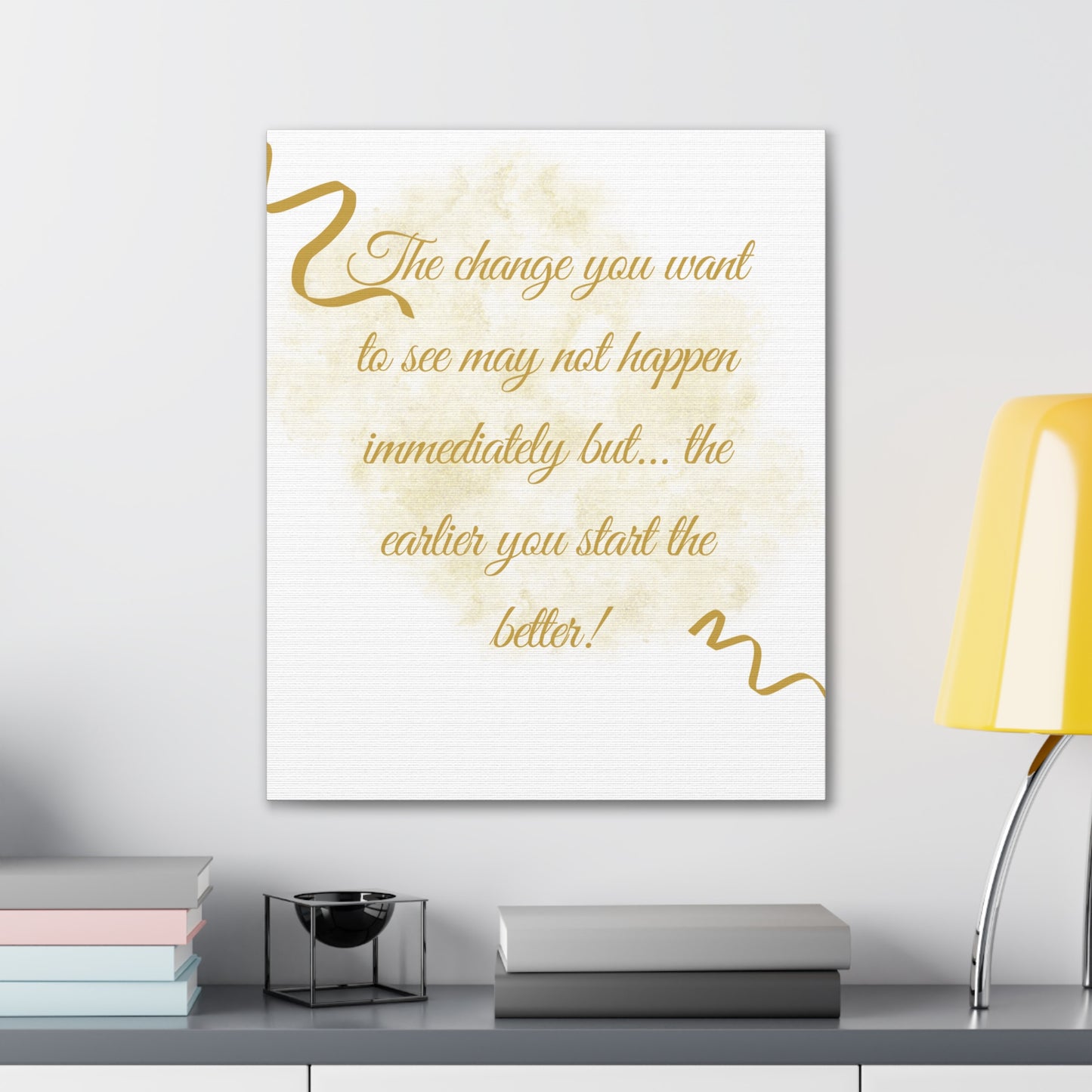 Inspirational Canvas Art - "Start the Change" Quote Wall Decor