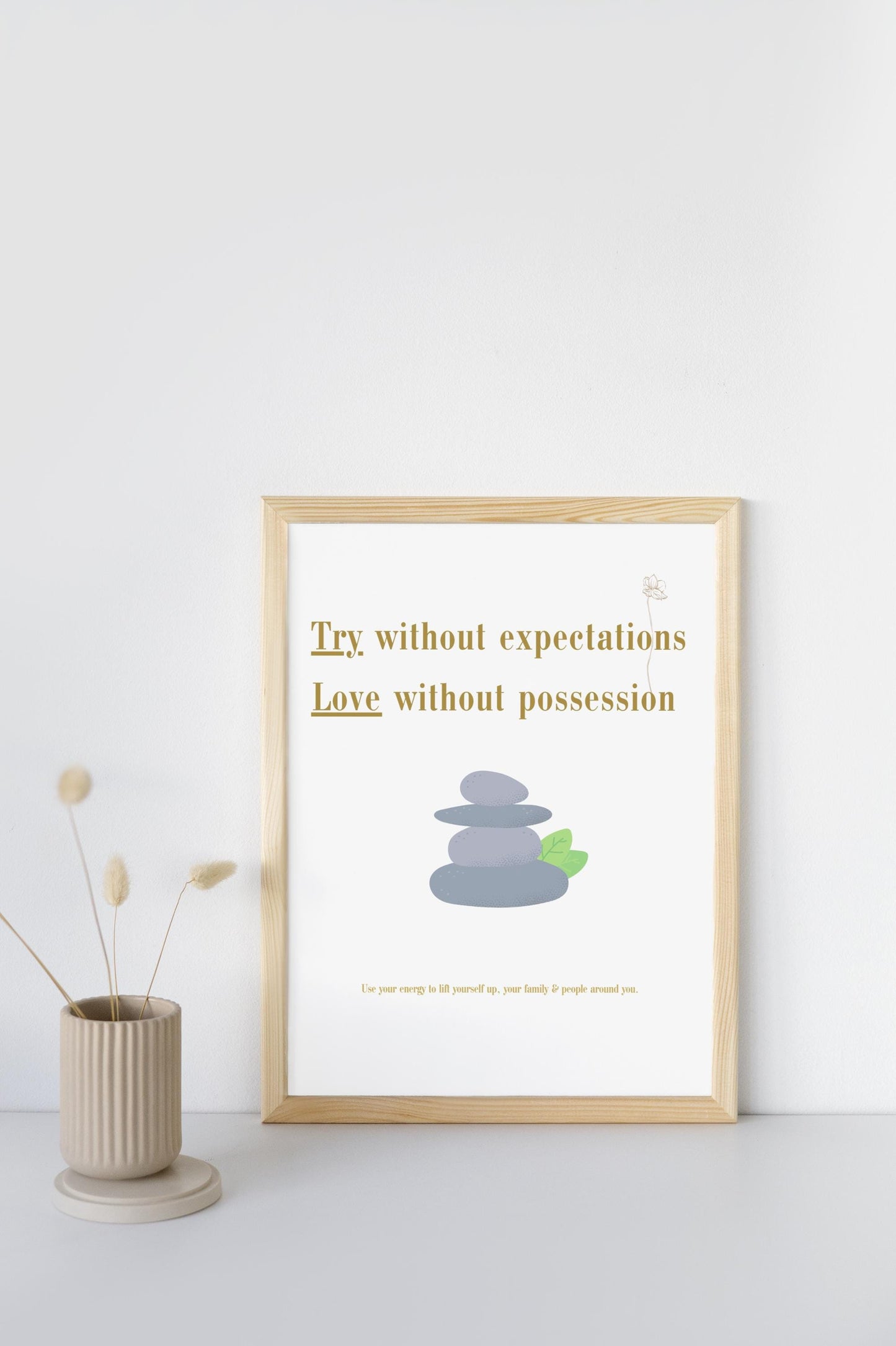 White gold Self Love Wall Art | Try without expectations & Love| Self Love Prints | Self Care Wall Art | Mindfulness Wall Art |Digital Print